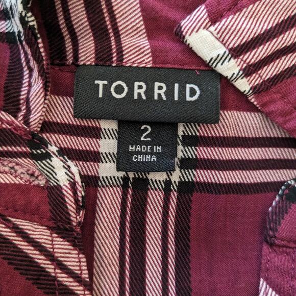 Torrid size 2 lightweight button down plaid shirt - Picture 7 of 8
